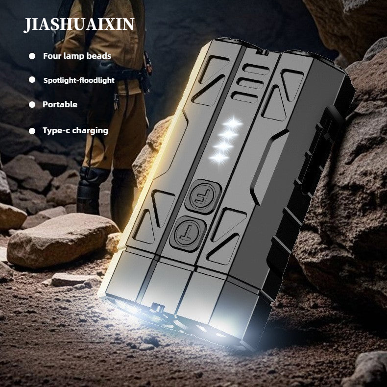 EDC Voimakasvalo Taskulamppu / USB-ladattava Laser + 3*TG3 Alumiiniseoslamppu