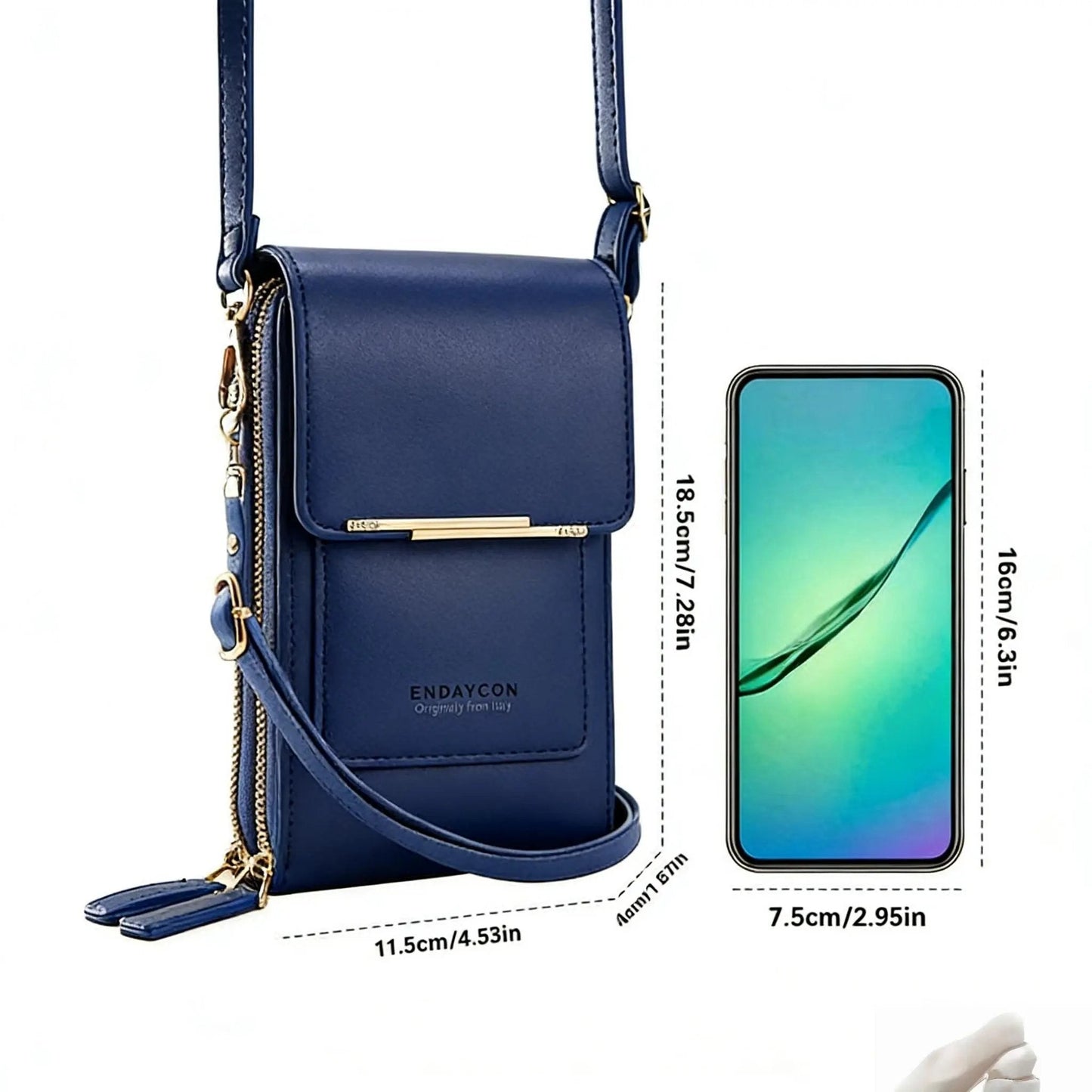 👜📱 Yksinkertainen ja elegantti kosketusnäytöllinen puhelinlaukku naisille, suunniteltu kannettavaksi olkapäällä.