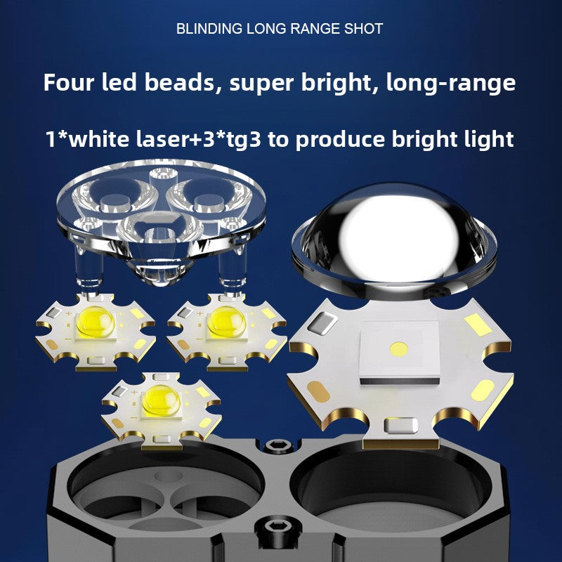 EDC Voimakasvalo Taskulamppu / USB-ladattava Laser + 3*TG3 Alumiiniseoslamppu