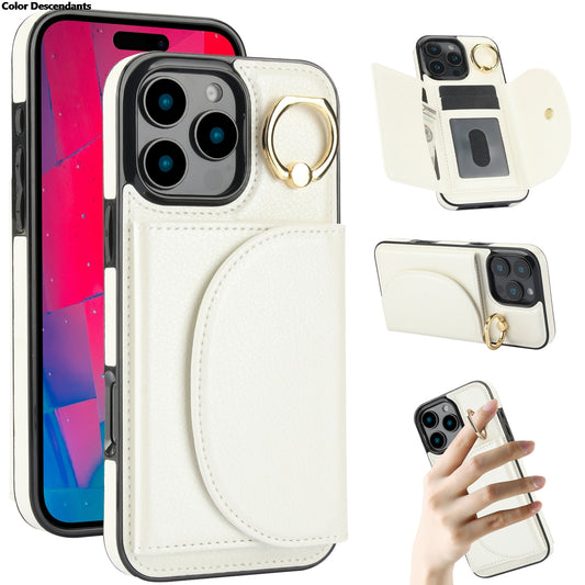 Nahkainen Rengaskorttipidikkeellä Varustettu Suojakuori / iPhone 17 Pro Max -telinekuori Korttipaikalla