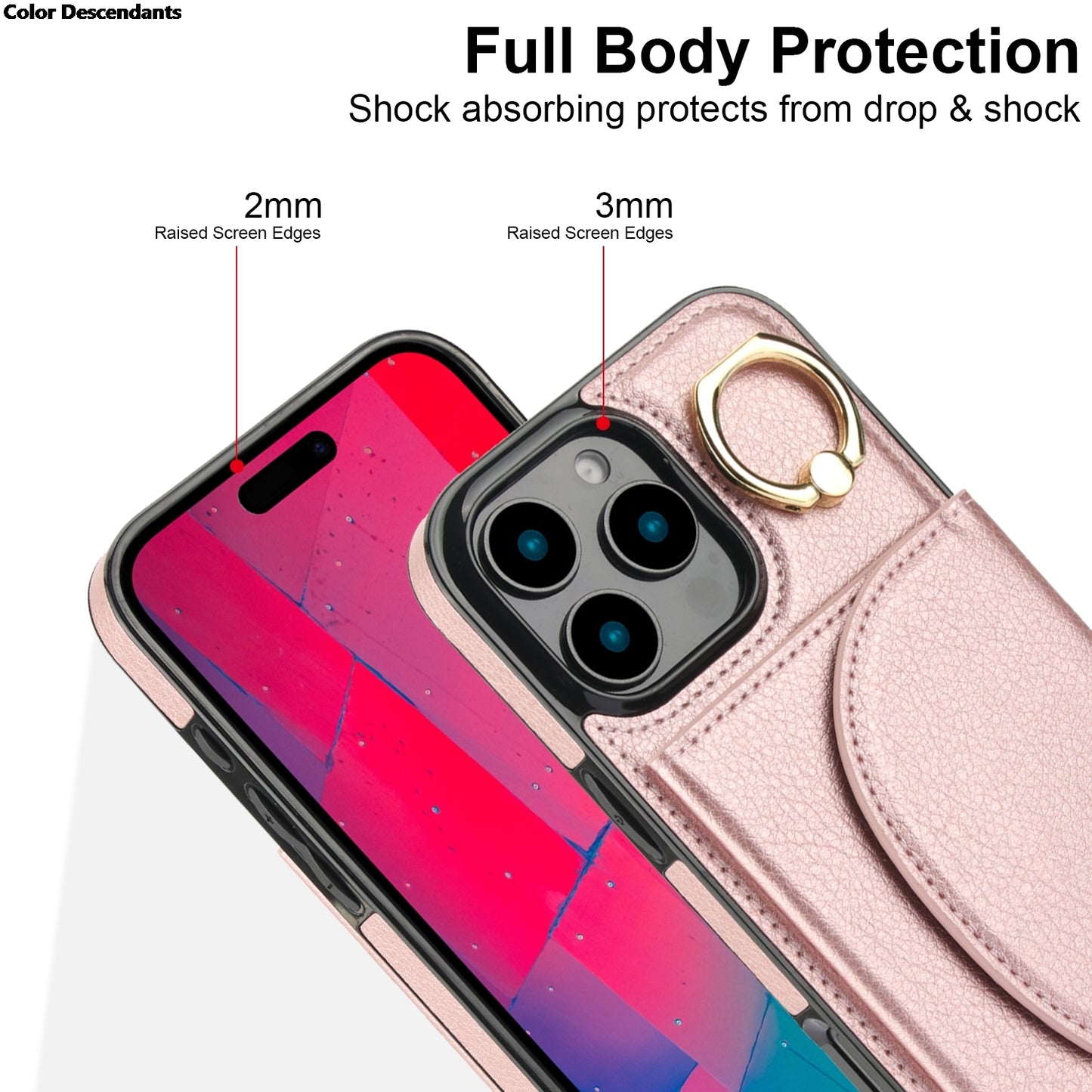Nahkainen Rengaskorttipidikkeellä Varustettu Suojakuori / iPhone 17 Pro Max -telinekuori Korttipaikalla