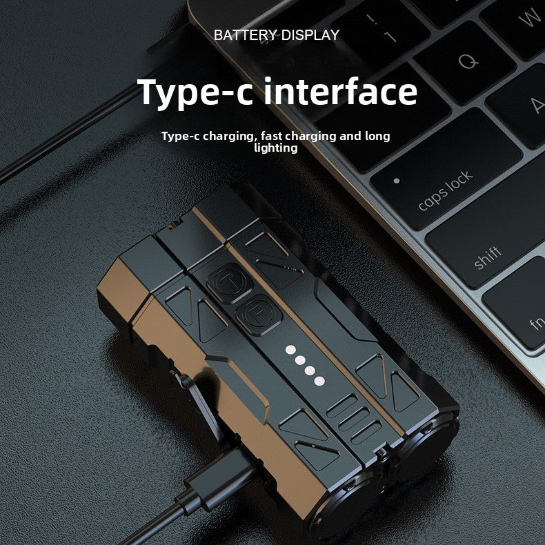 EDC Voimakasvalo Taskulamppu / USB-ladattava Laser + 3*TG3 Alumiiniseoslamppu