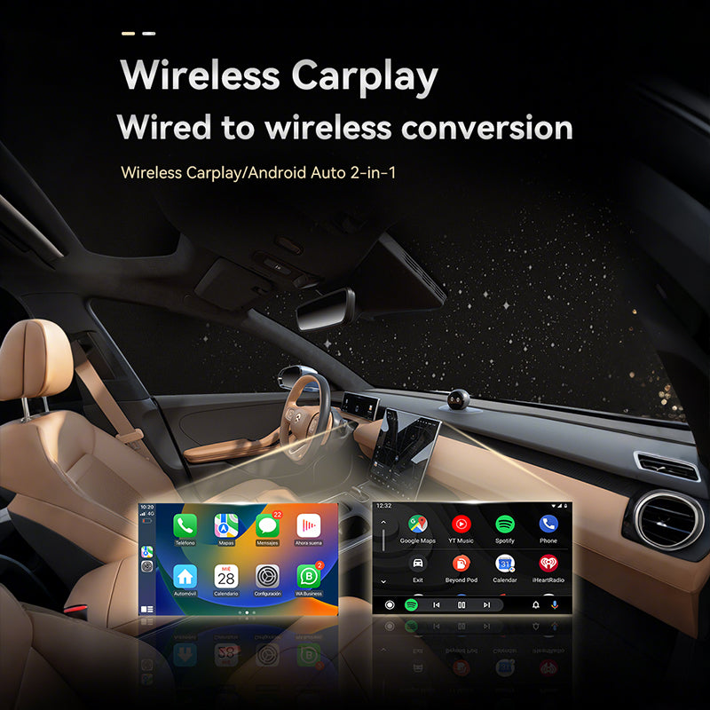 Langaton 2-in-1 CarPlay & Android Auto -sovitin / Älykäs Autoyhteyslaatikko