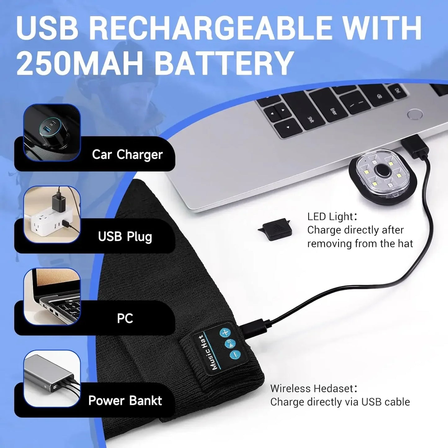 LED-valaistu Bluetooth-pipo / Hands-free Valopipo Musiikille ja Puheluille