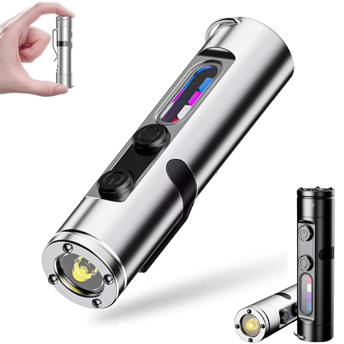 Monitoiminen Miniled-taskulamppu & Sytytin / USB-ladattava Retkeilyvalo ja Kipinälähde