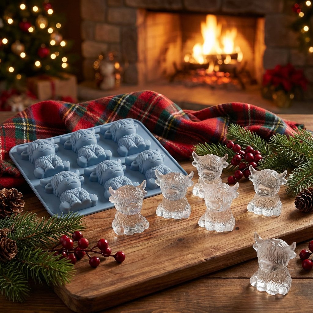 🐮 Mini Highland Cow -jääkuutiomuotit – Söpö 3D-jää juomiin, juhliin ja lahjoihin