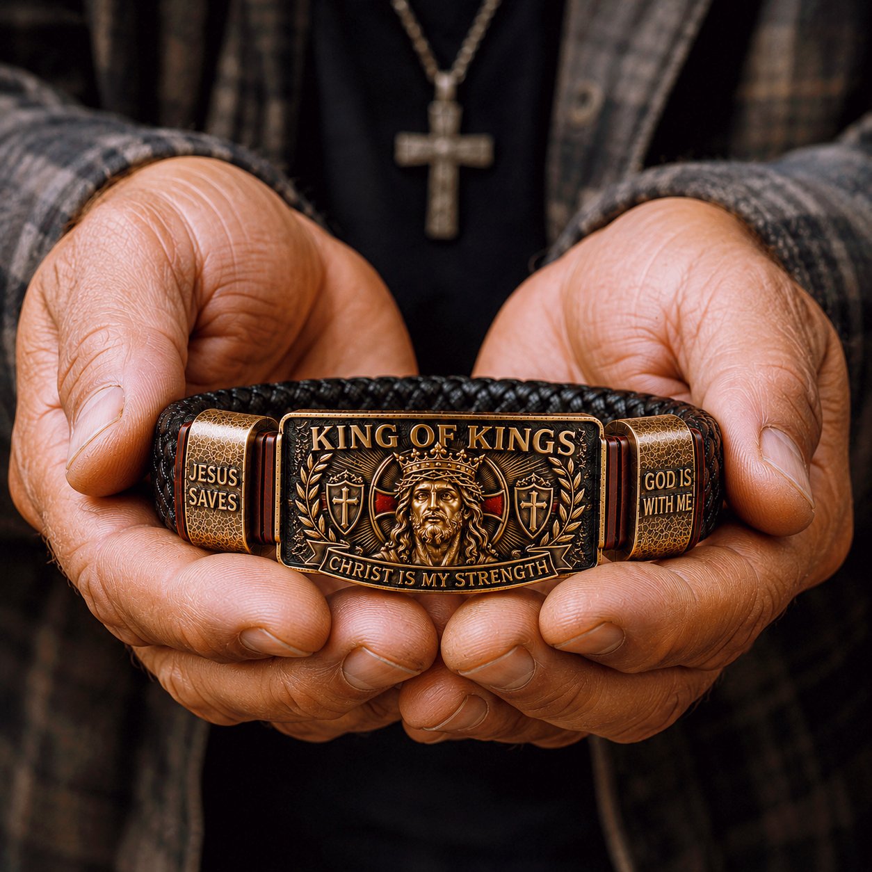✝️ King of Kings -uskoru – säädettävä kristillinen ranneke lahjaksi