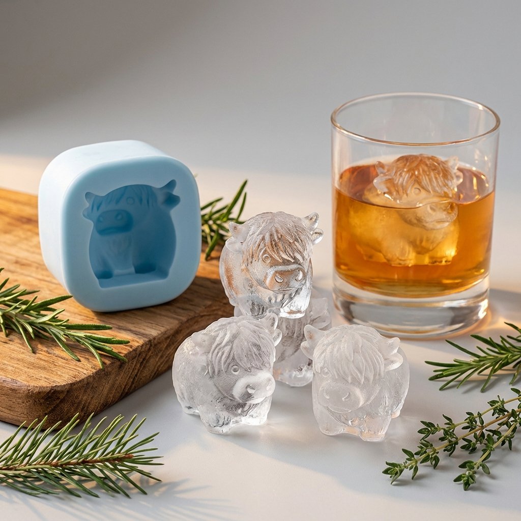 🐮 Mini Highland Cow -jääkuutiomuotit – Söpö 3D-jää juomiin, juhliin ja lahjoihin