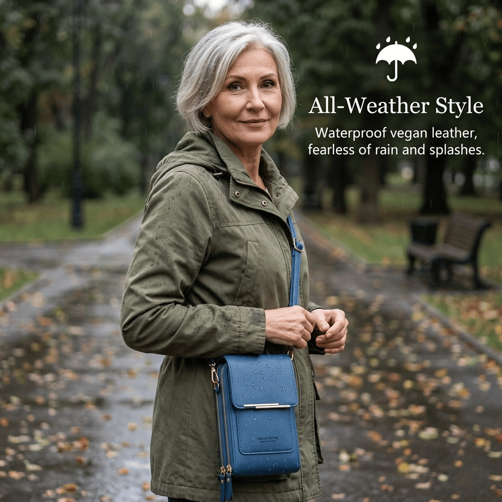 👜📱 Yksinkertainen ja elegantti kosketusnäytöllinen puhelinlaukku naisille, suunniteltu kannettavaksi olkapäällä.
