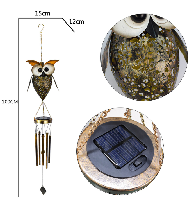Aurinkokäyttöinen Auringon- ja Kuunmuotoinen Metalliriipus / LED-kuvio Ulkokoriste