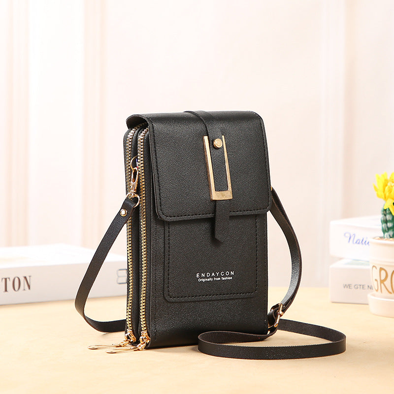 👜📱 Yksinkertainen ja elegantti kosketusnäytöllinen puhelinlaukku naisille, suunniteltu kannettavaksi olkapäällä.