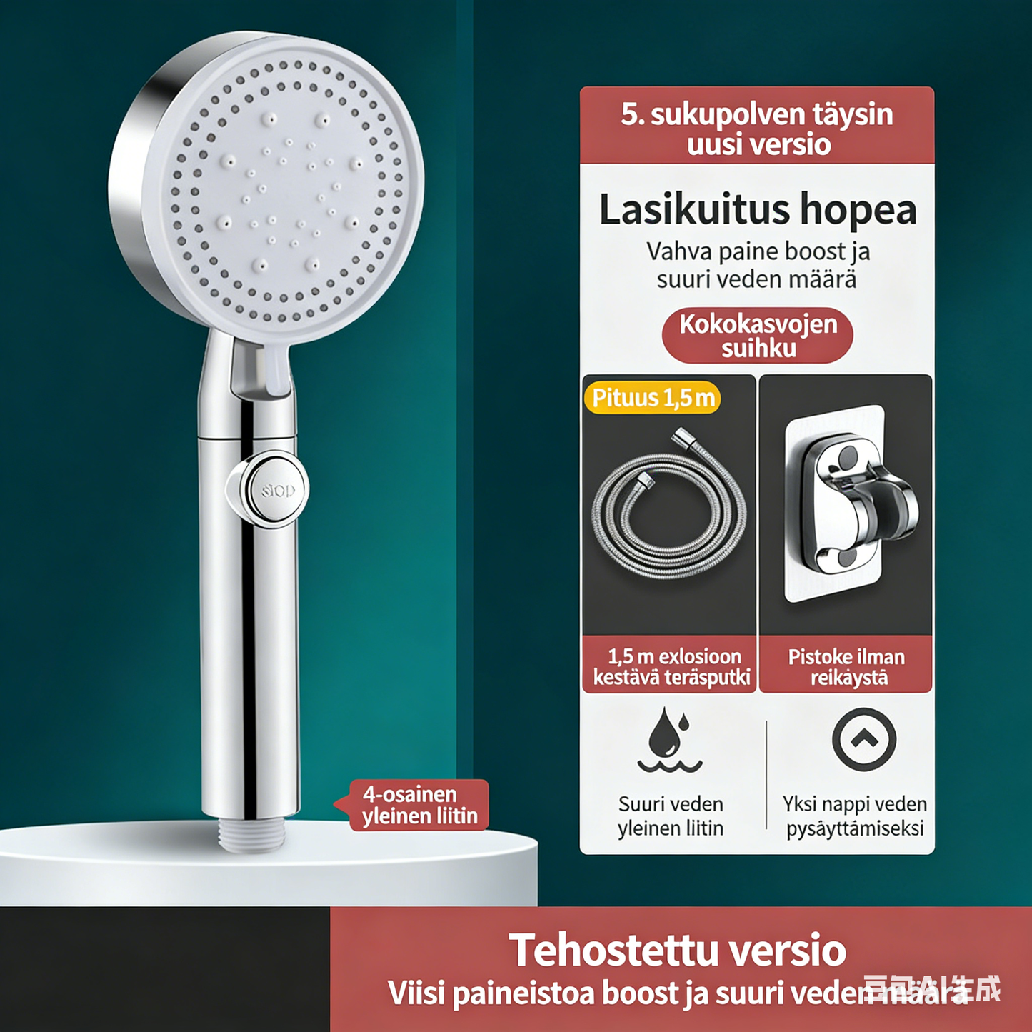 Paineistettu Suihkupää / Tehokas Säästösuihku Kylpyhuoneeseen
