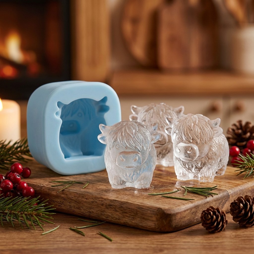 🐮 Mini Highland Cow -jääkuutiomuotit – Söpö 3D-jää juomiin, juhliin ja lahjoihin
