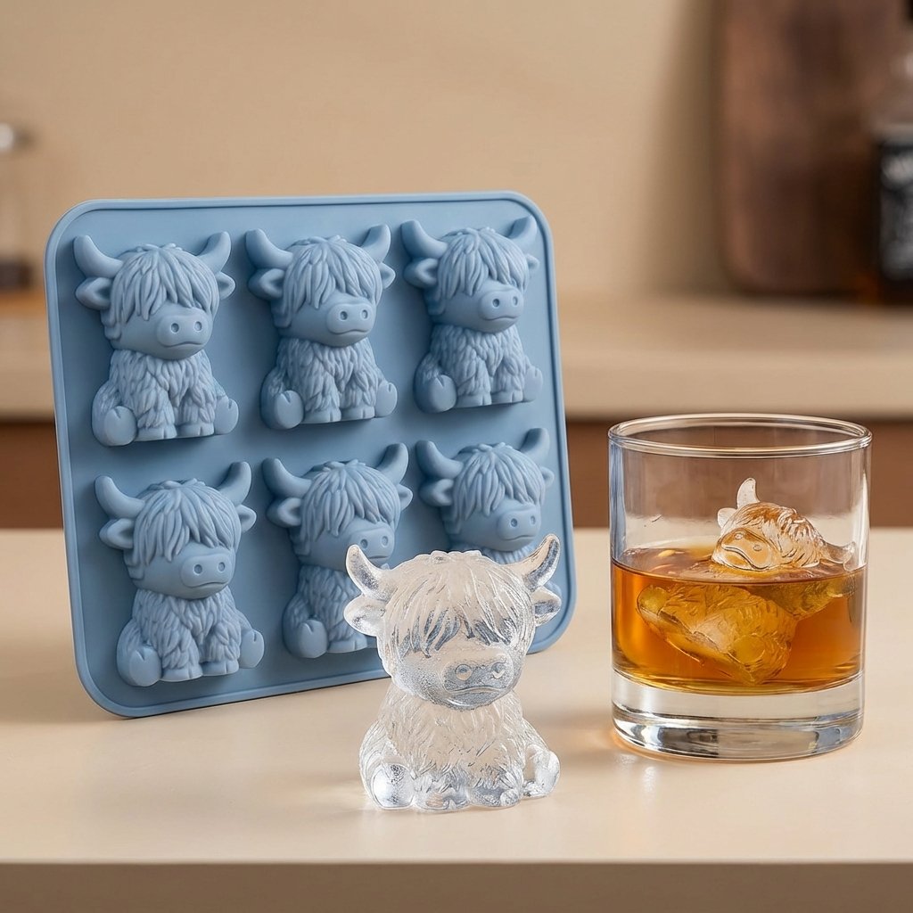 🐮 Mini Highland Cow -jääkuutiomuotit – Söpö 3D-jää juomiin, juhliin ja lahjoihin