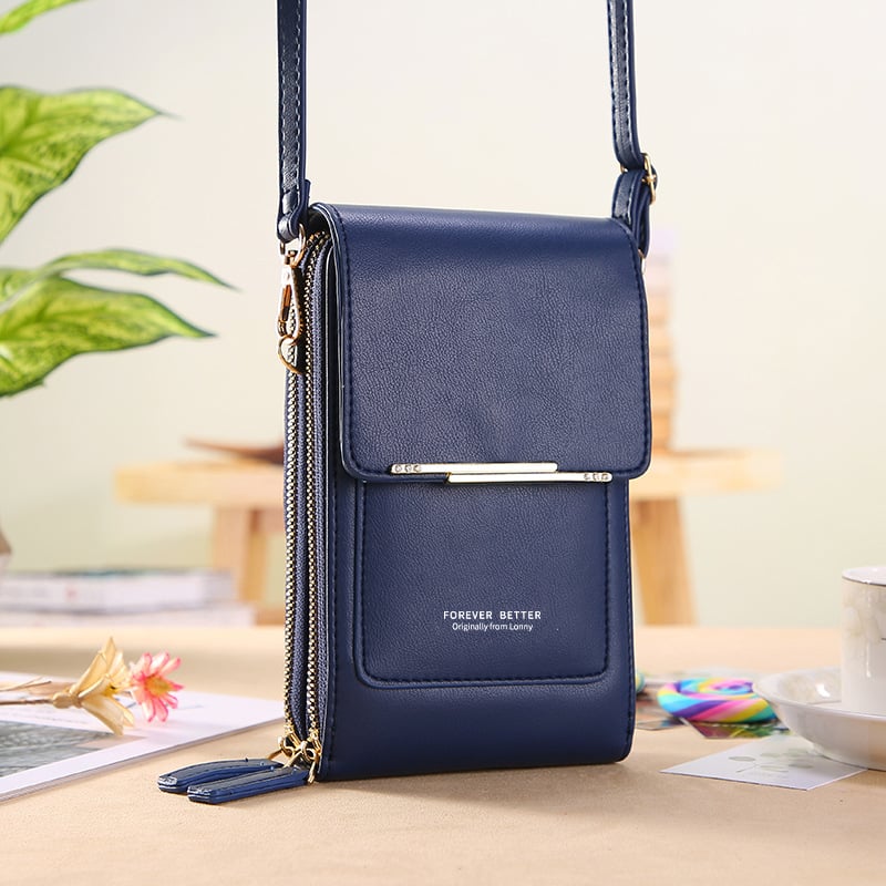 👜📱 Yksinkertainen ja elegantti kosketusnäytöllinen puhelinlaukku naisille, suunniteltu kannettavaksi olkapäällä.