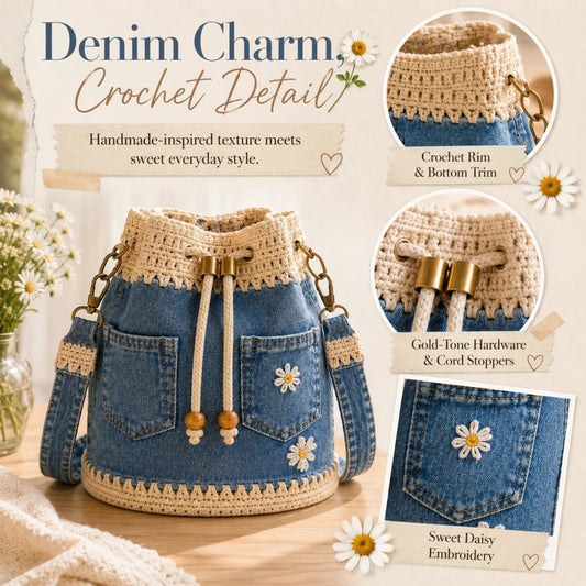 🔥Huipputarjous! 50 % alennus!✨👜Käsintehty virkattu farkkulaukku