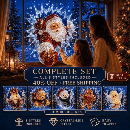 🔥HUIPPUTARJOUS -49 %✨🎄Crystal Christmas – ikkunatarra, jossa ”rikkoutunut ikkuna” – 3D-juhlakoriste