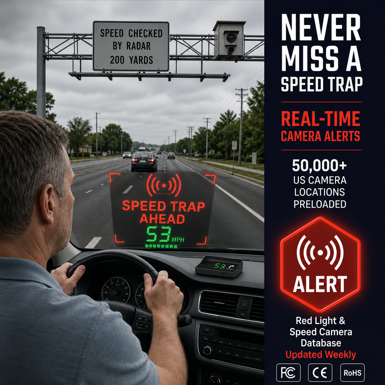 Head-Up Display (HUD) – Auton GPS digitaalisella nopeusmittarilla
