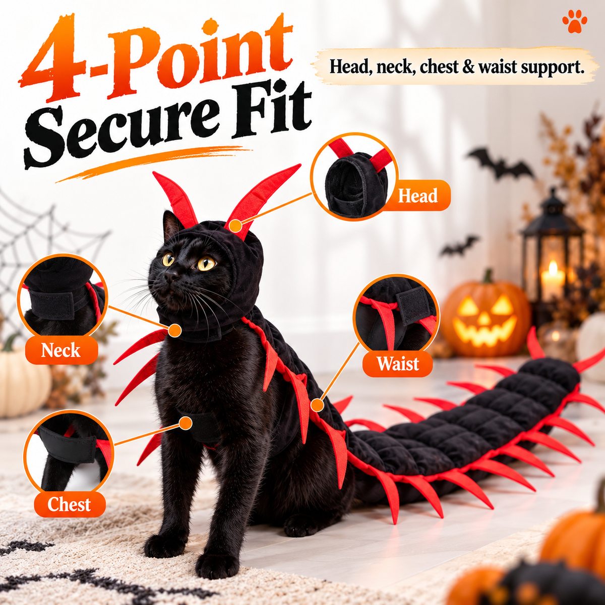 🎃 Söpö mutta karmiva Halloween-asu lemmikille: tuhatjalkainen – 3D-ryömimisasu koirille ja kissoille 🐾