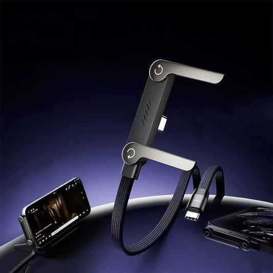 2-in-1 240W Pikalaturi & Taitettava Puhelinteline: USB-C–USB-C – Katso Videoita ja Lataa Samanaikaisesti – Yhteensopiva iPhone 15-17, Huawei, Xiaomi, Honor
