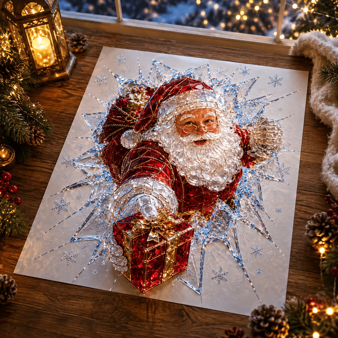 🔥HUIPPUTARJOUS -49 %✨🎄Crystal Christmas – ikkunatarra, jossa ”rikkoutunut ikkuna” – 3D-juhlakoriste