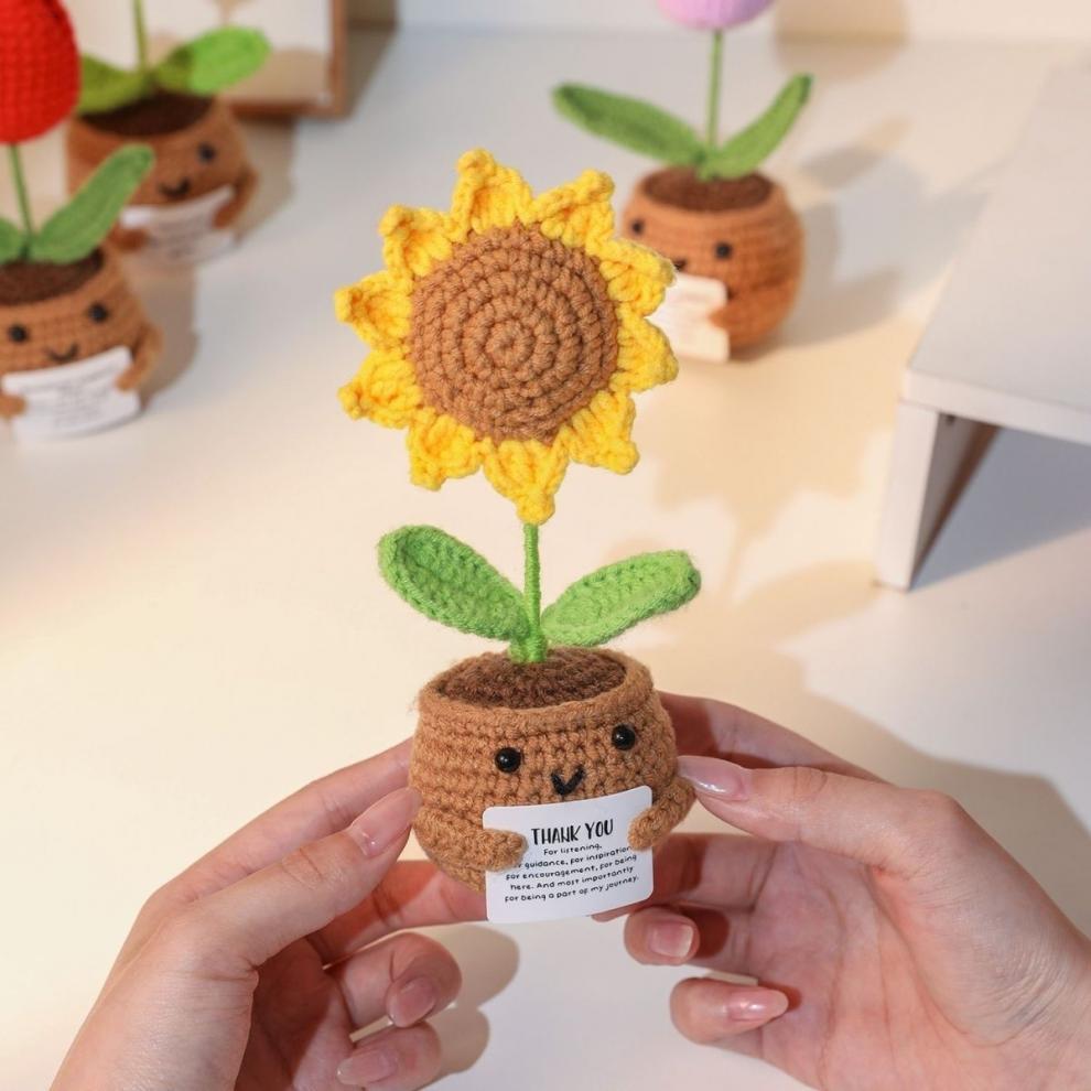 🌱Käsintehty virkattu emotionaalisen tuen ruukkukasvi