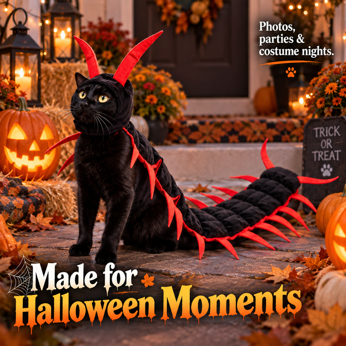 🎃 Söpö mutta karmiva Halloween-asu lemmikille: tuhatjalkainen – 3D-ryömimisasu koirille ja kissoille 🐾
