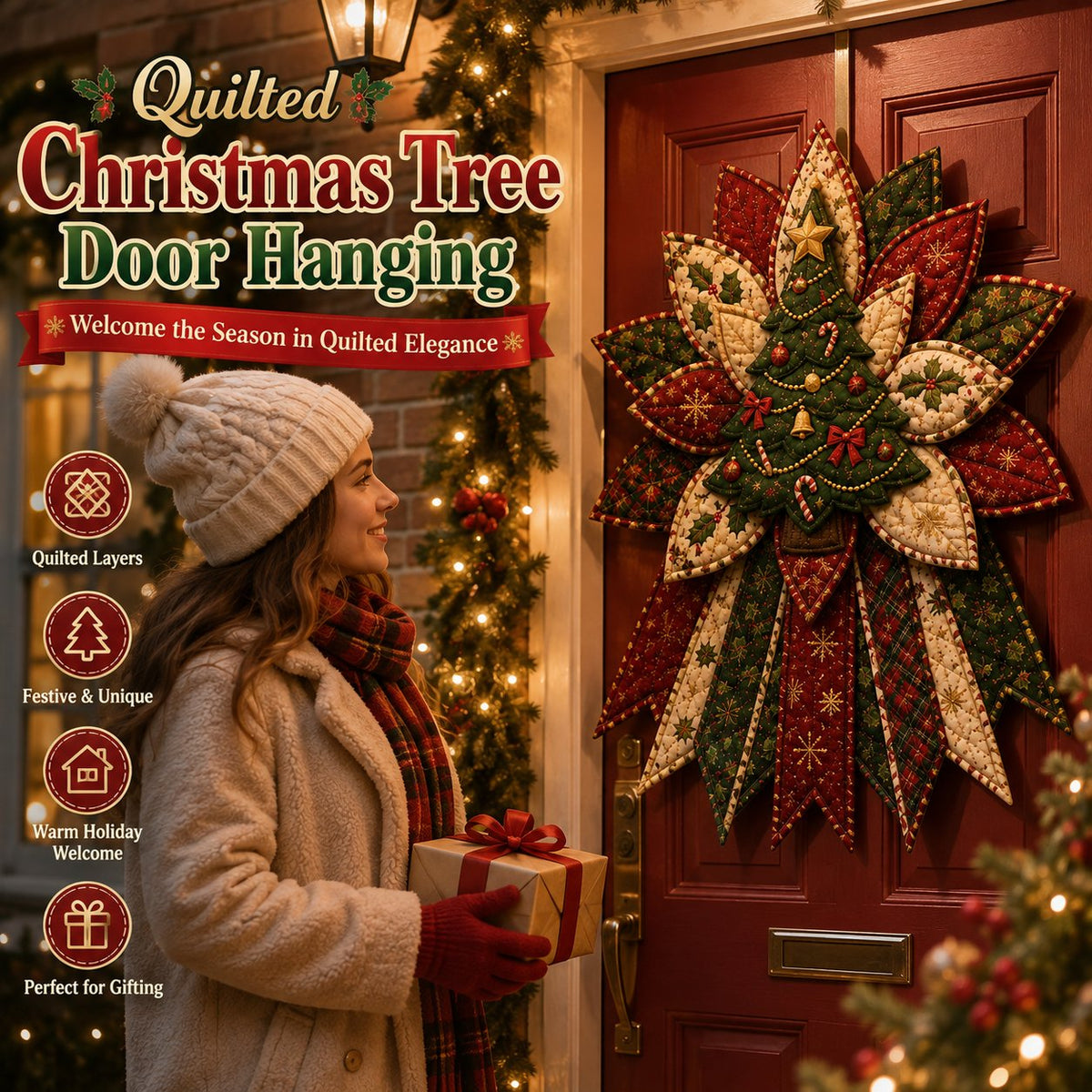 🎉 Juhlakauden tarjous: -50 % 🎄 – Itse koottava, tikattu joulukoriste oveen (ompelusarja)