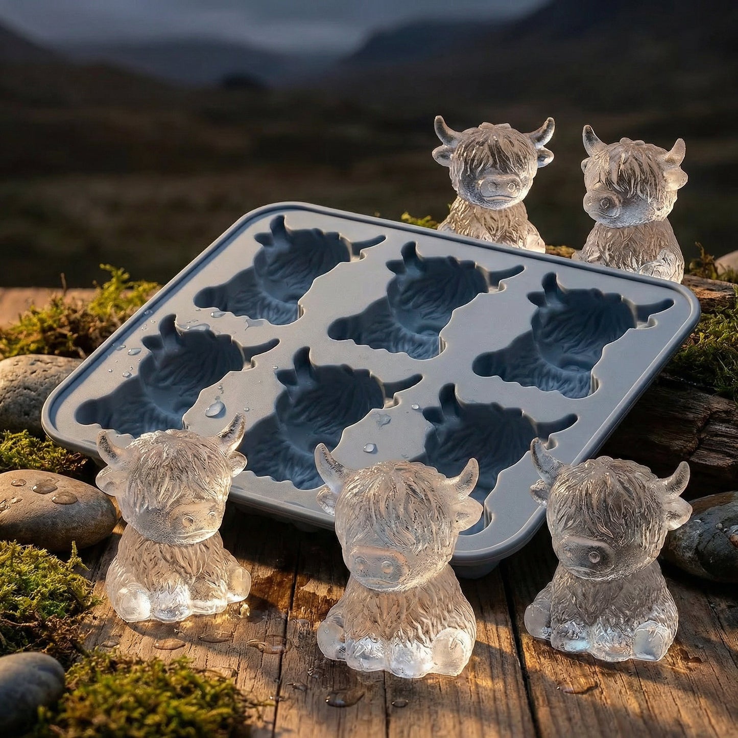 🐮 Mini Highland Cow -jääkuutiomuotit – Söpö 3D-jää juomiin, juhliin ja lahjoihin