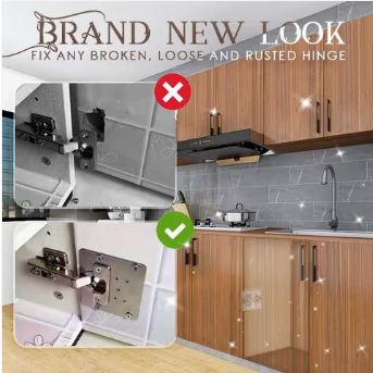 Ruostumattomasta teräksestä valmistettujen kaapin saranoiden korjaussarja – yleiskäyttöiset kiinnityslevyt ruuveilla