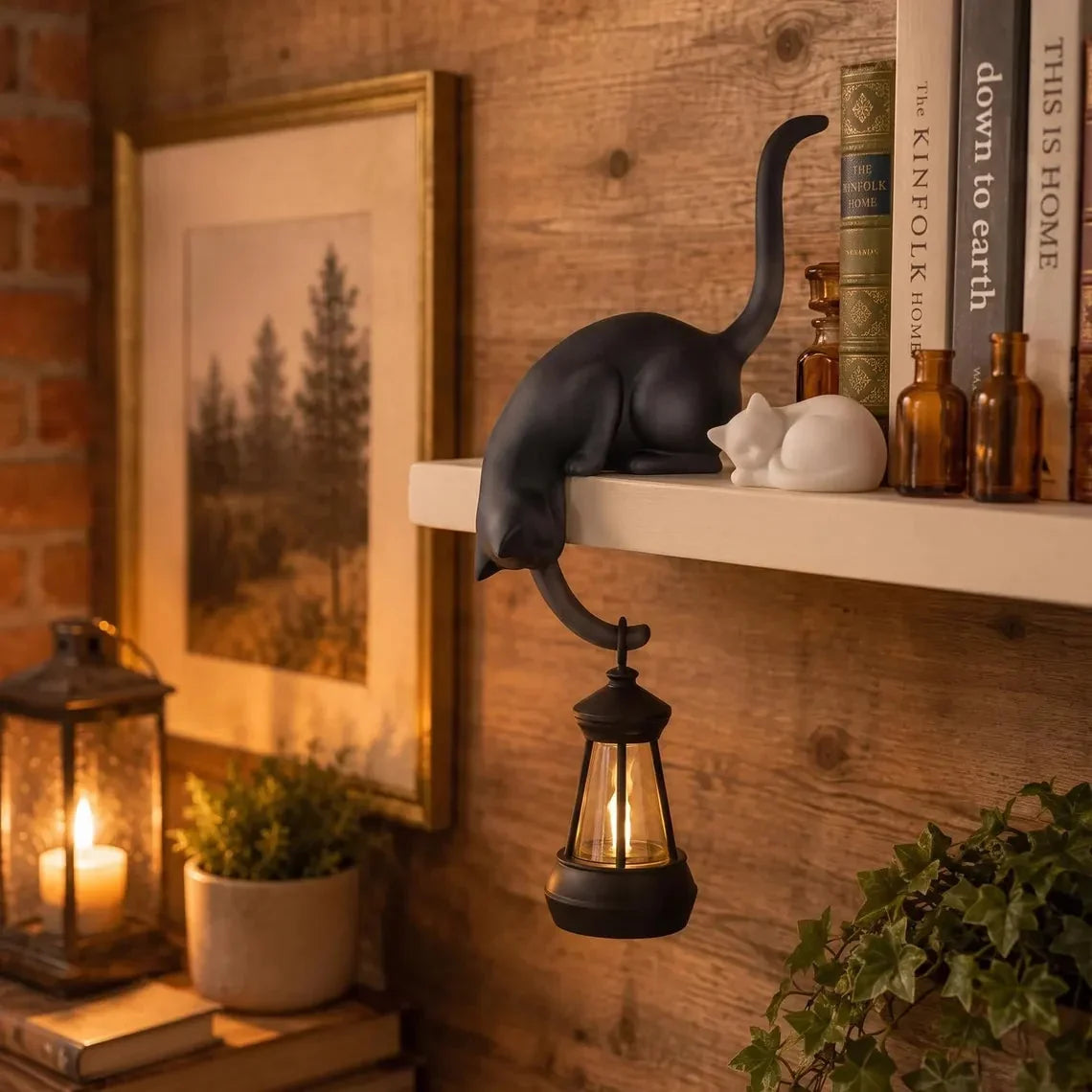 🐈‍Söpö kissahahmo kirjahyllyyn LED-valolla - Söpö koriste kirjahyllyyn ja käytännöllinen avainkoukku
