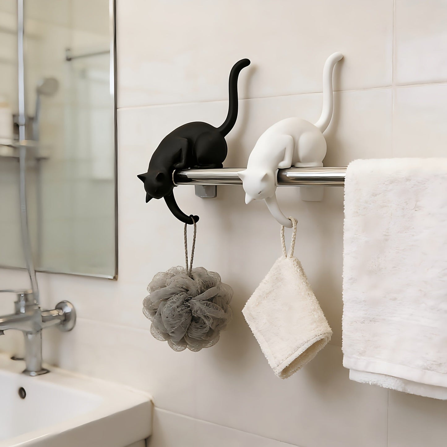 🐈‍Söpö kissahahmo kirjahyllyyn LED-valolla - Söpö koriste kirjahyllyyn ja käytännöllinen avainkoukku