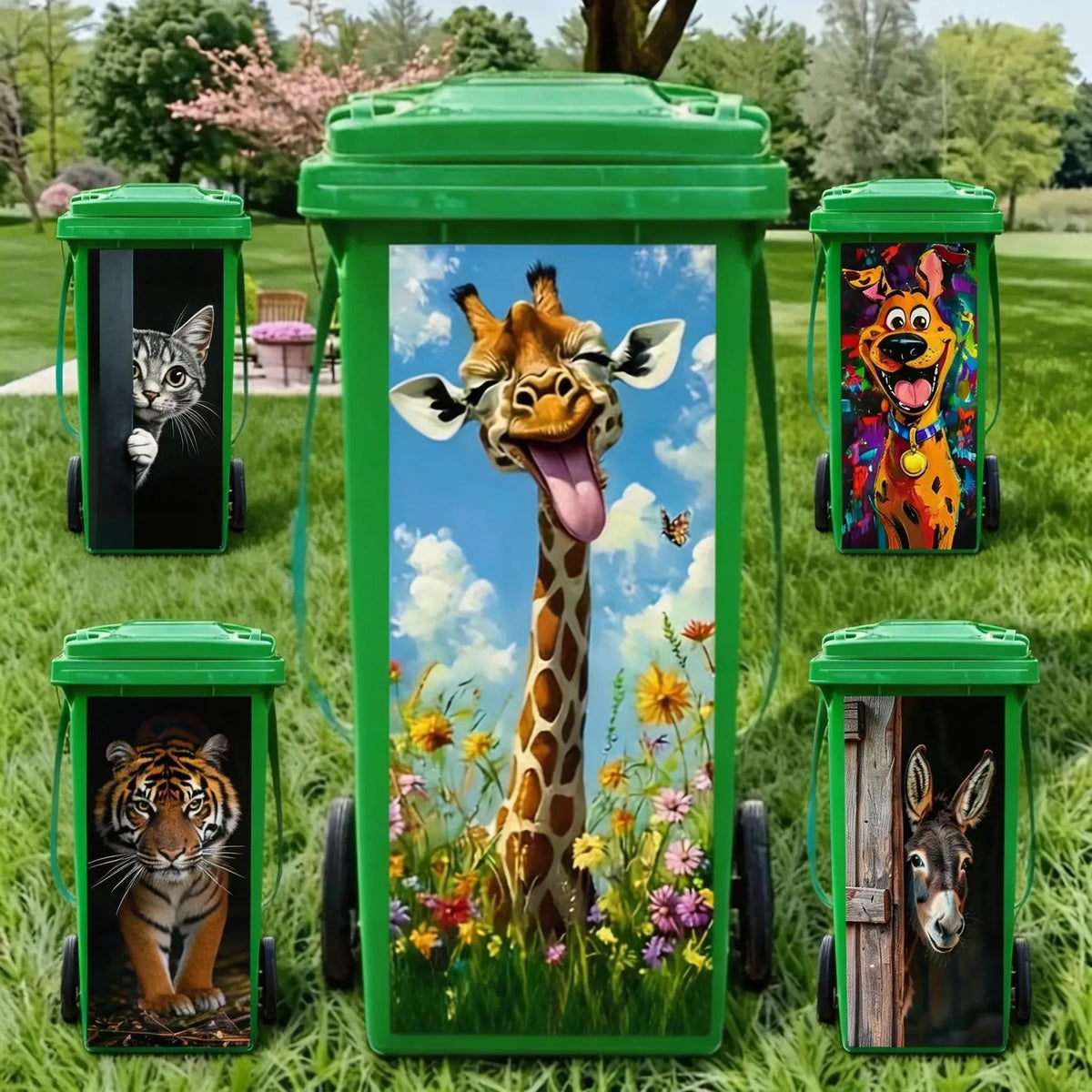🦒🐯Luova roskakoritarra värikkäällä sarjakuvalla✨