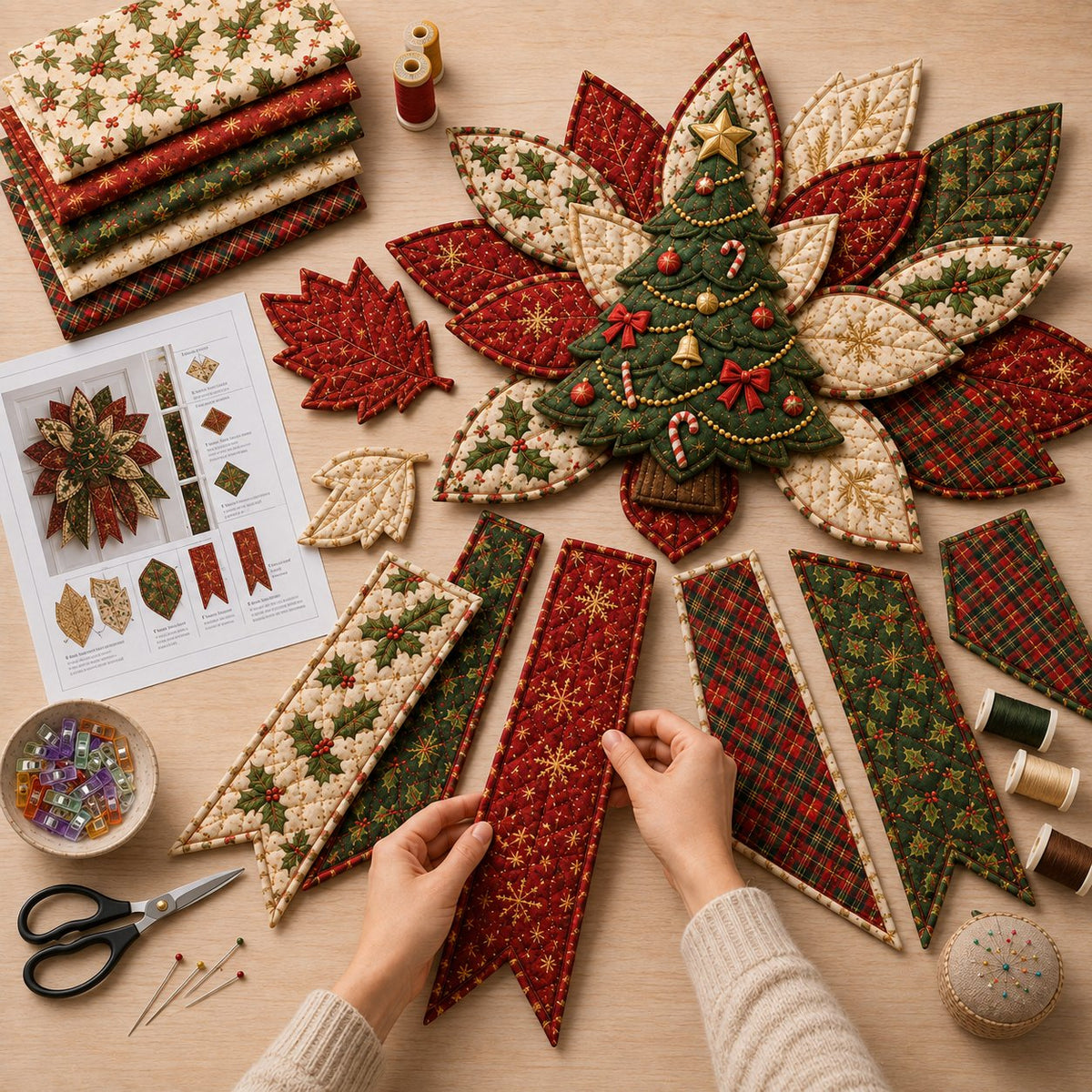 🎉 Juhlakauden tarjous: -50 % 🎄 – Itse koottava, tikattu joulukoriste oveen (ompelusarja)