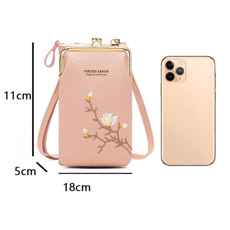 👜Naisten muotikirjailtu matkapuhelinlompakko📱