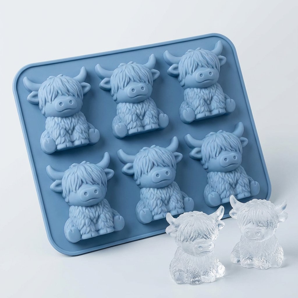 🐮 Mini Highland Cow -jääkuutiomuotit – Söpö 3D-jää juomiin, juhliin ja lahjoihin