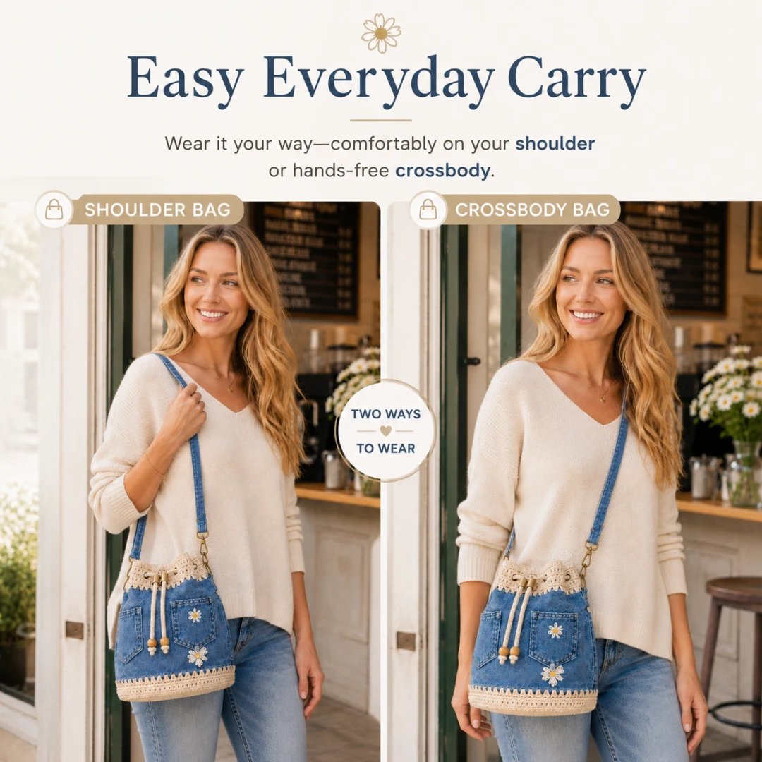 🔥Huipputarjous! 50 % alennus!✨👜Käsintehty virkattu farkkulaukku