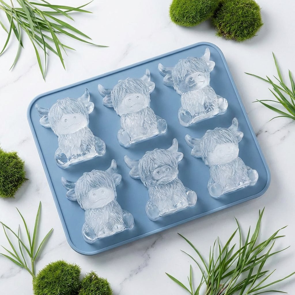 🐮 Mini Highland Cow -jääkuutiomuotit – Söpö 3D-jää juomiin, juhliin ja lahjoihin