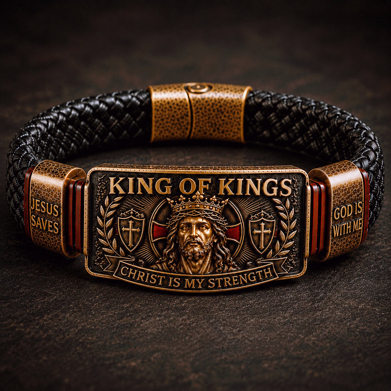 ✝️ King of Kings -uskoru – säädettävä kristillinen ranneke lahjaksi