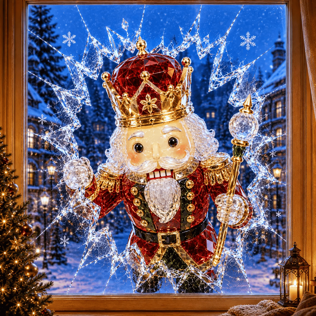 🔥HUIPPUTARJOUS -49 %✨🎄Crystal Christmas – ikkunatarra, jossa ”rikkoutunut ikkuna” – 3D-juhlakoriste