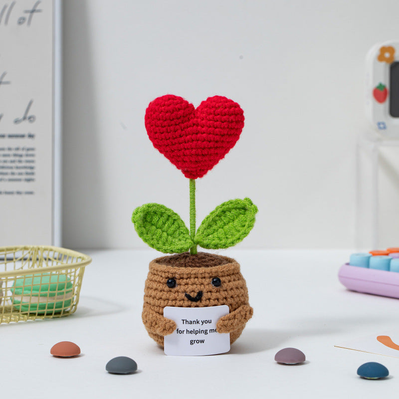 🌱Käsintehty virkattu emotionaalisen tuen ruukkukasvi