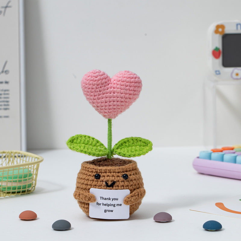 🌱Käsintehty virkattu emotionaalisen tuen ruukkukasvi