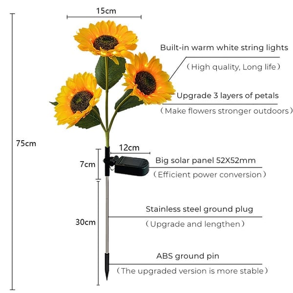 🌻 50% ALE! ☀️ Vedenpitävät aurinkokennolla toimivat auringonkukkalamput - realistiset terälehdet, IP65-suojausluokka, automaattinen syttyminen 8–12 tunniksi ☀️🌻