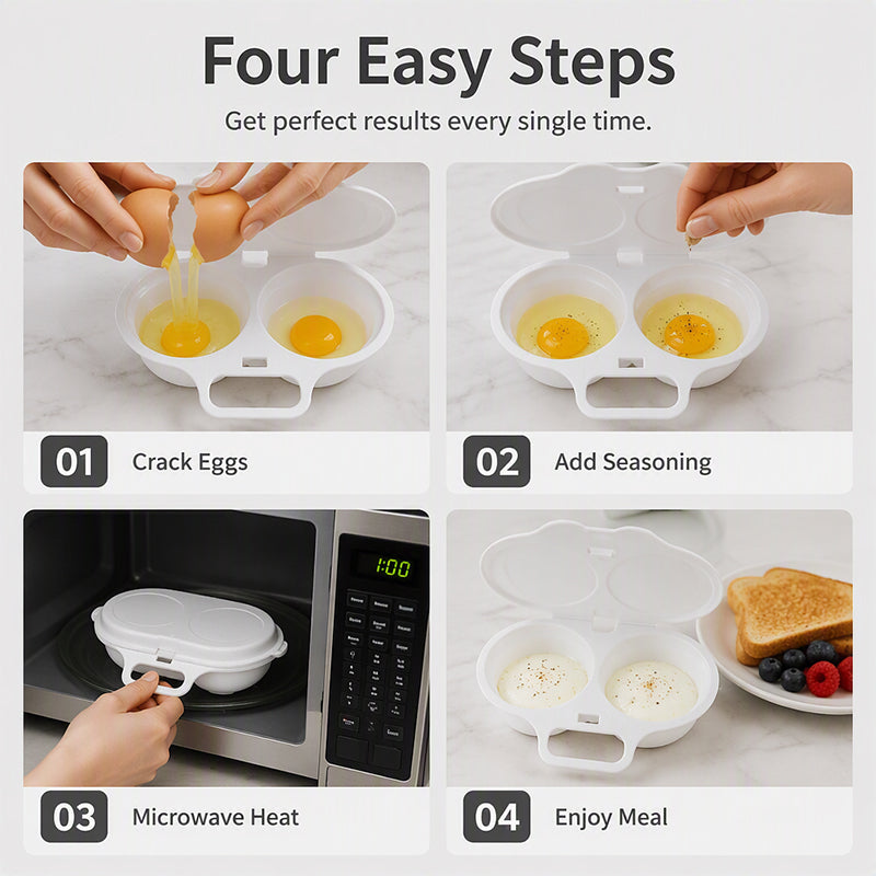 🍳Osta yksi, saat toisen ilmaiseksi✨Kaksinkertainen avaus mikroaaltouunin munankeittimessä