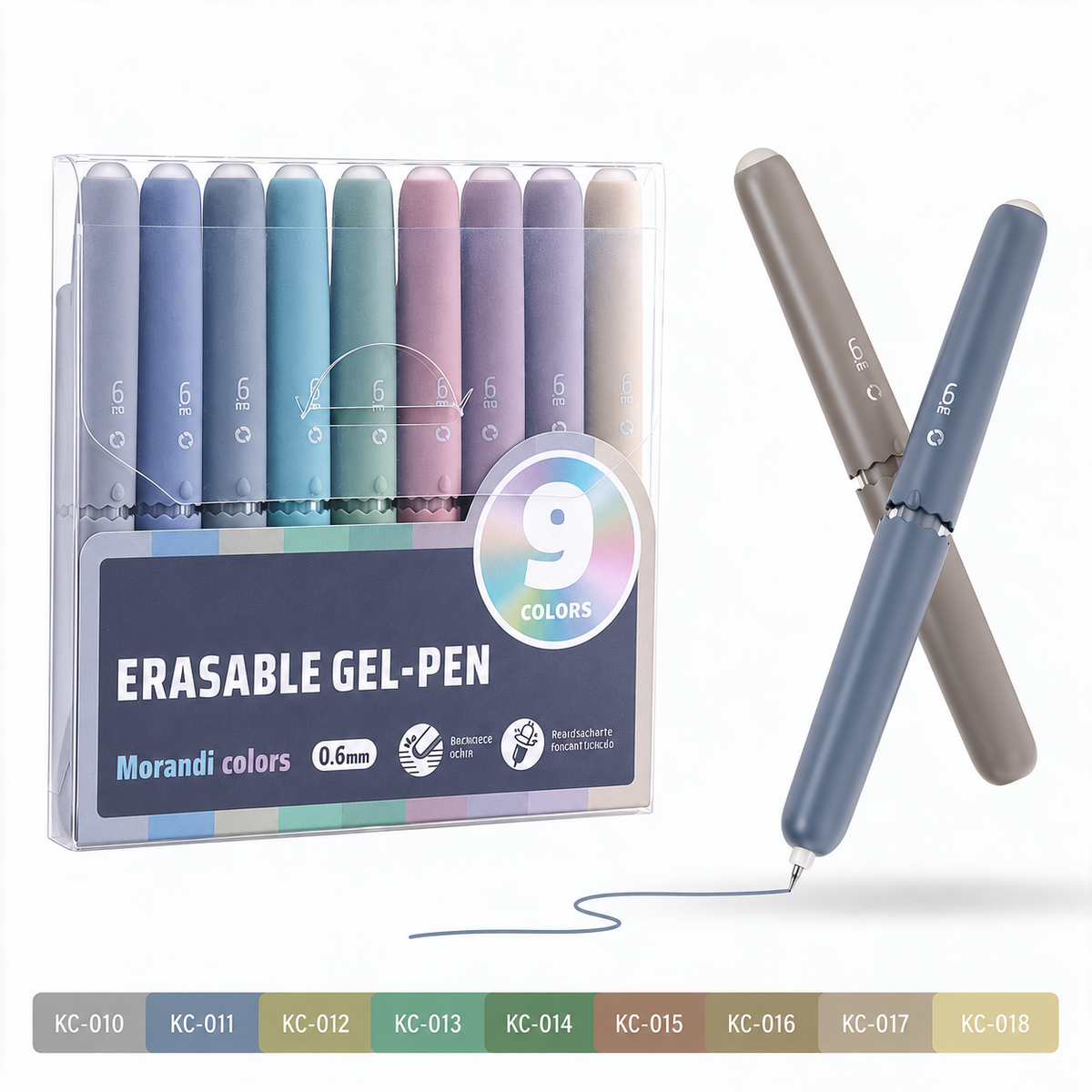 🏆 RAJOITETUN AJAN -50 %! ✨ 9 värin pyyhittävä geelikynäsetti
